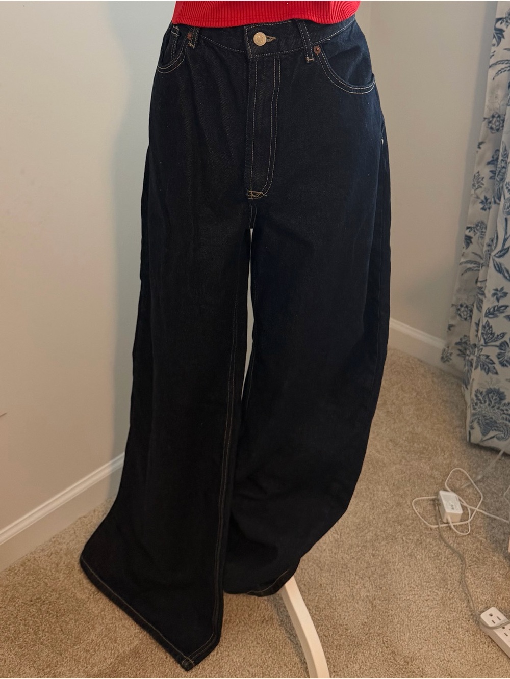 Zara nwt Wide Leg Black Denim Jeans